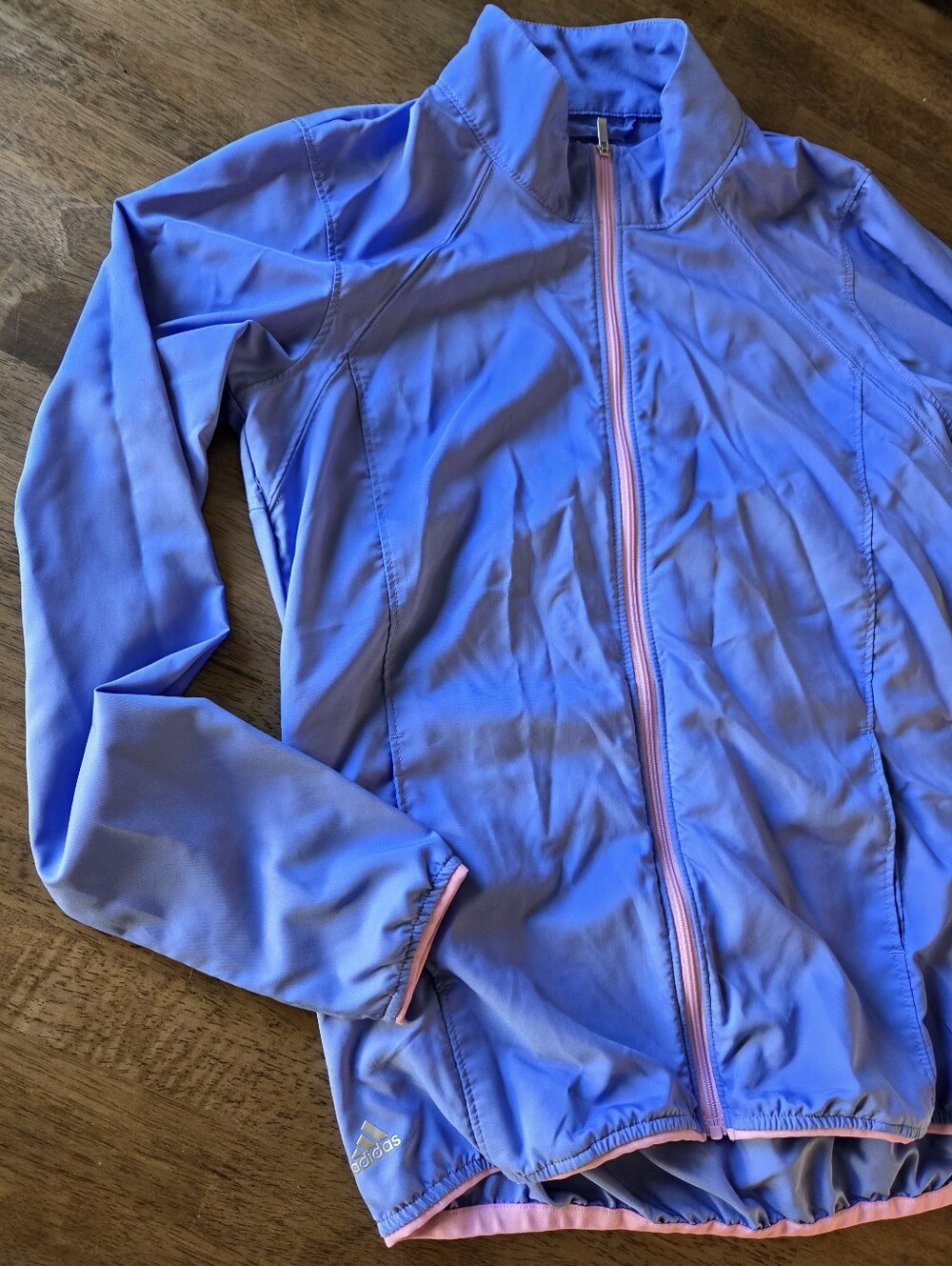 adidas Periwinkle Purple Golf Zip-Up Jacket with Pink Trim